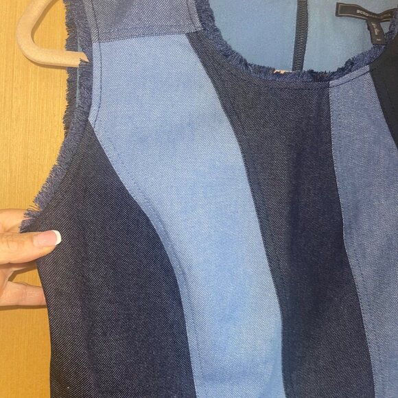 BCBG Womens Top Size Medium Blue Max Azria Sleeveless Peplum Denim Pure Cotton - Picture 5 of 8